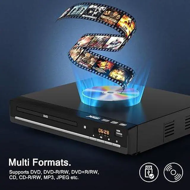 Alt view image 3 of 7 - DVD Players for TV with HDMI,Plays All Regions and Formats,CD Player for Home,Support 1080P Video/CD/DVD/VCD/JPEG/USB, Remote, HDMI and RCA Cables Included