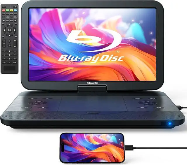 Main image of 17.6" Portable Blu Ray DVD Player with 15.4" Large Screen, HDMI in/Out, Sync Screen, 4000mAh Rechargeable Battery, 1080P MP4 MKV Video, Surround Audio, USB/TF Card(Include HDMI Cable)