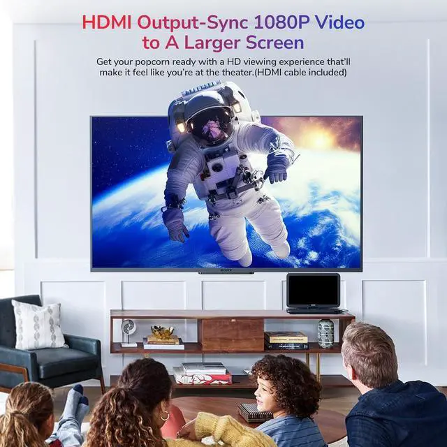Alt view image 3 of 7 - 17.6" Portable Blu Ray DVD Player with 15.4" Large Screen, HDMI in/Out, Sync Screen, 4000mAh Rechargeable Battery, 1080P MP4 MKV Video, Surround Audio, USB/TF Card(Include HDMI Cable)