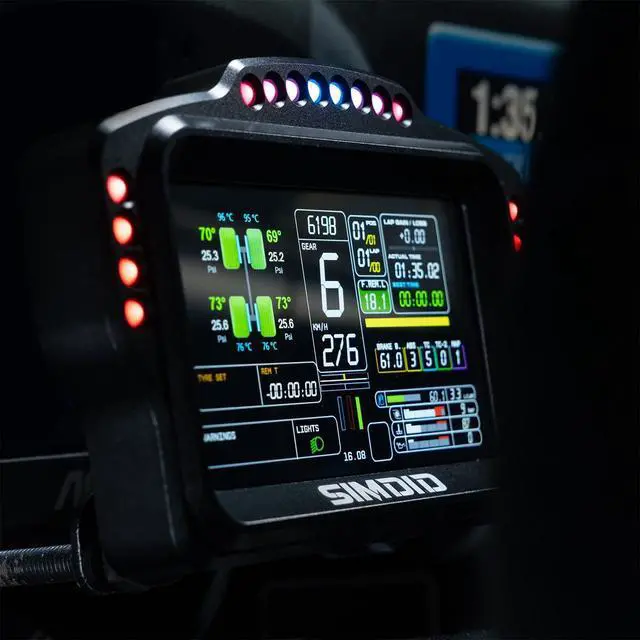 Alt view image 5 of 6 - DV480 Pro V5 SimRacing Dashboard-DDU-Display Sim Racing Dash with 5" Screen & 16 RGB LEDs for Simulation Racing Games Accessories include Bracket for Wheel Base, Compatible with all DD bases