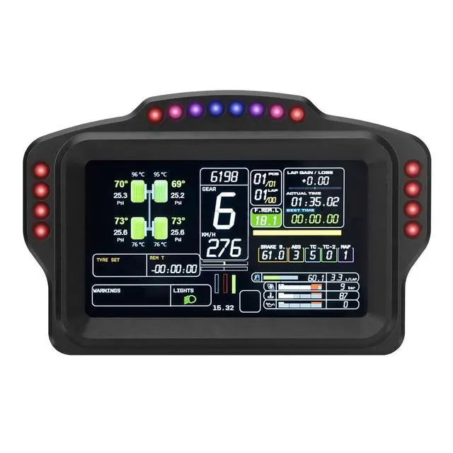 Alt view image 2 of 6 - DV480 Pro V5 SimRacing Dashboard-DDU-Display Sim Racing Dash with 5" Screen & 16 RGB LEDs for Simulation Racing Games Accessories include Bracket for Wheel Base, Compatible with all DD bases