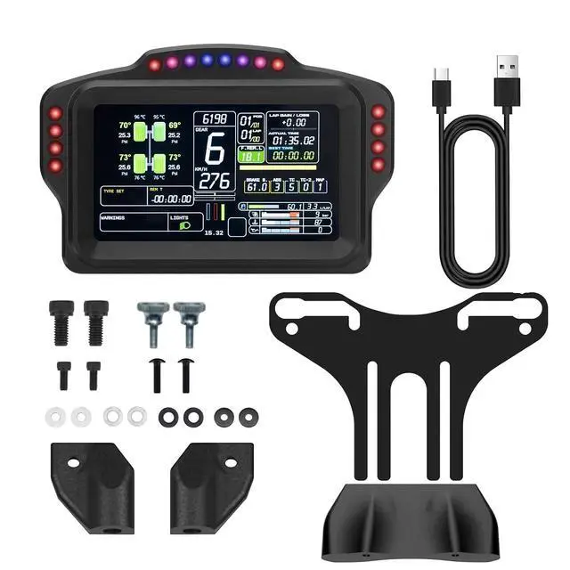 Alt view image 4 of 6 - DV480 Pro V5 SimRacing Dashboard-DDU-Display Sim Racing Dash with 5" Screen & 16 RGB LEDs for Simulation Racing Games Accessories include Bracket for Wheel Base, Compatible with all DD bases