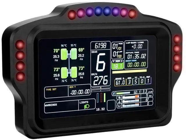 Main image of DV480 Pro V5 SimRacing Dashboard-DDU-Display Sim Racing Dash with 5" Screen & 16 RGB LEDs for Simulation Racing Games Accessories include Bracket for Wheel Base, Compatible with all DD bases