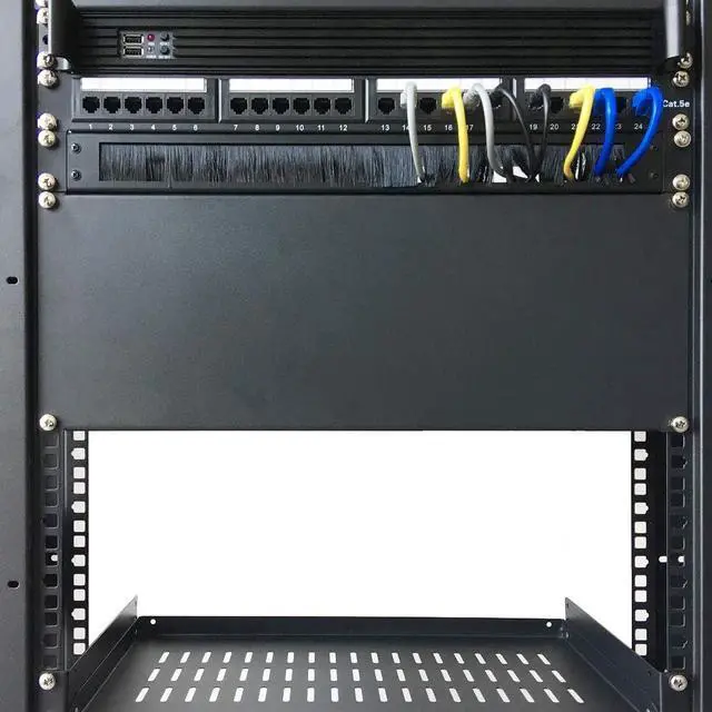Alt view image 2 of 4 - 2 Pack-1U Brush Panel 19-inch Rack Mount Disassembled | Cable Management Panel with Brush for Cable Entry in 19" Server Rack or Cabinet Black