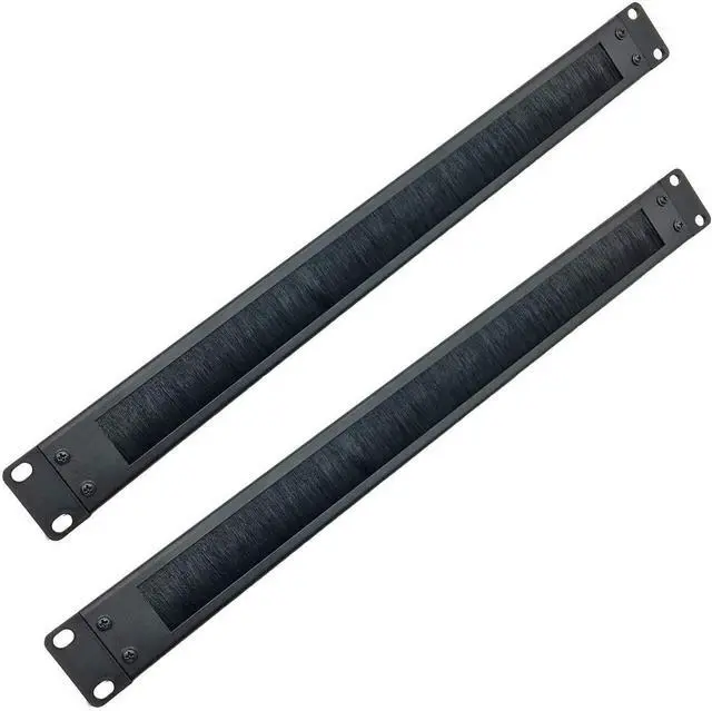 Main image of 2 Pack-1U Brush Panel 19-inch Rack Mount Disassembled | Cable Management Panel with Brush for Cable Entry in 19" Server Rack or Cabinet Black