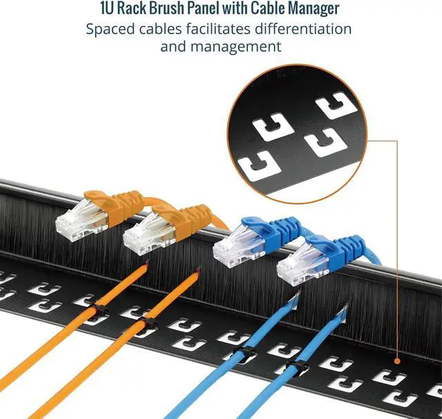 Alt view image 3 of 5 - 1U Rack Mount Cable Management Panel with Brush,Rack Brush Panel for 19 inch Server Rack or Network Cabinet,Black,2 Pack