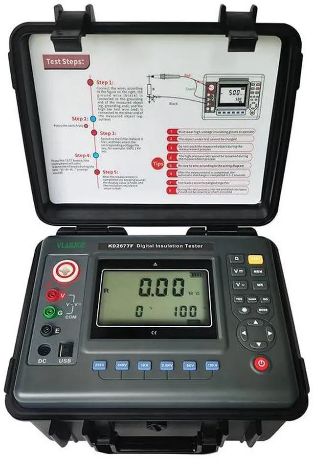 Alt view image 6 of 6 - 10KV Digital Insulation Meter Insulation Resistance Tester and megohmmeters High Voltage Resistance Multimeter with Absorption Ratio and Polarization Index Measurement