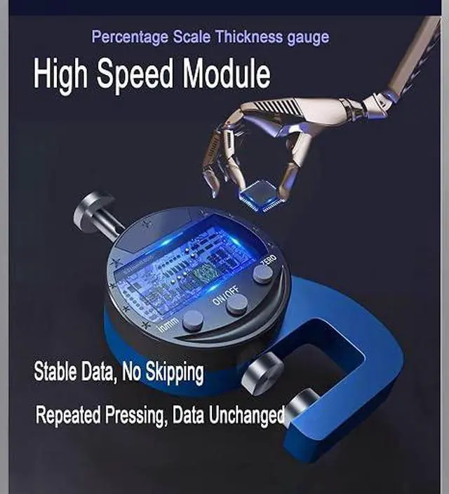 Alt view image 6 of 6 - Digital Thickness Gauge Thickness Measuring Indicator Thickness Gauge | Measuring Range 0-10mm0.0005''/0.01 mm with LCD Display, for Leather, Paper, Sheet Metal and More (PT)