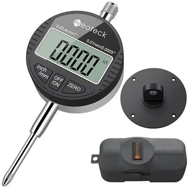 Main image of 1"/25.4mm Digital Dial Indicator 0.0005"/0.01mm Dial Test Indicator | DTI Dial Gauge with Large LCD Display,Inch/Metric Conversion,Zero Setting,Auto Off for 3D Printer Leveling CNC QC-Black