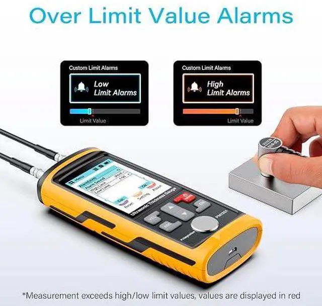 Alt view image 2 of 7 - Ultrasonic Thickness Gauge PM1301,Range 0.039 to 11.811 inch, Digital Metals Thickness Tester, Steel, Metals, Plastic, Glass, PVC, Pipes (PM1301D)