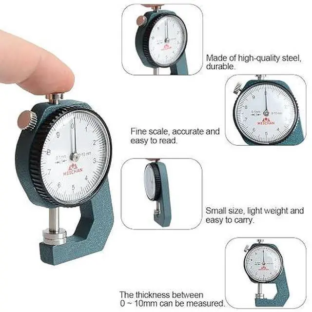Alt view image 2 of 7 - Dial Thickness Gauge 0-10mm 0.1mm Grad Flat Head for Jewelry Leather | dial thickness gauge,0-10mm range,0.1mm graduation.Flat head for measuring jewelry,leather,and thin boards,accurate,portable