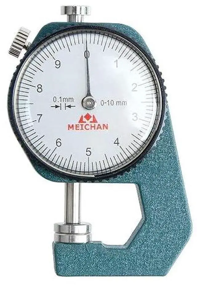 Main image of Dial Thickness Gauge 0-10mm 0.1mm Grad Flat Head for Jewelry Leather | dial thickness gauge,0-10mm range,0.1mm graduation.Flat head for measuring jewelry,leather,and thin boards,accurate,portable