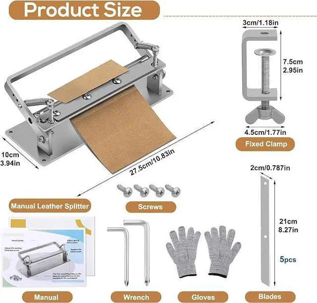 Alt view image 2 of 7 - Leather Splitter, Leather Skiver Peeler, Manual Skiving Machine | Leather Peeling Thinning Paring Machine Skiver with Blades for DIY Leathercrafting Tools