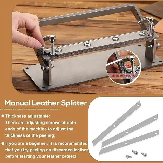 Alt view image 4 of 7 - Leather Splitter, Leather Skiver Peeler, Manual Skiving Machine | Leather Peeling Thinning Paring Machine Skiver with Blades for DIY Leathercrafting Tools