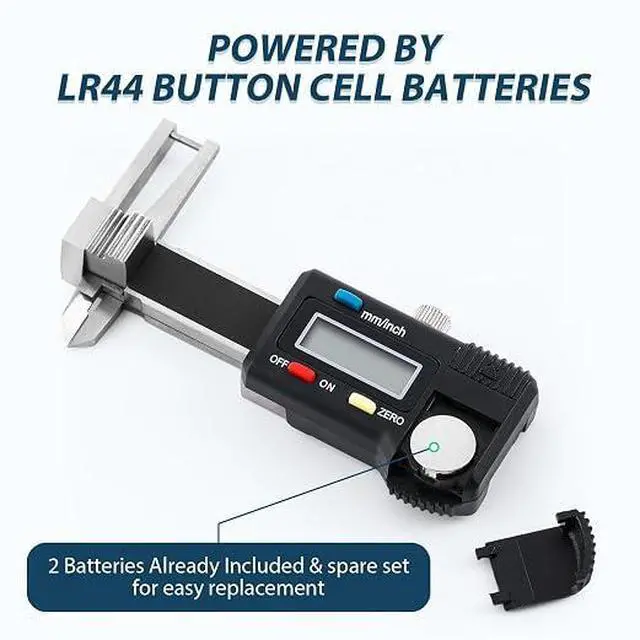 Alt view image 7 of 7 - 1" /25mm Mini Digital Caliper, OD ID & Thickness Gauge | Large LCD Display, Inch Metric Conversion, Zero Reset, Inch Metric Conversion, Hard Protective Case & Extra Battery
