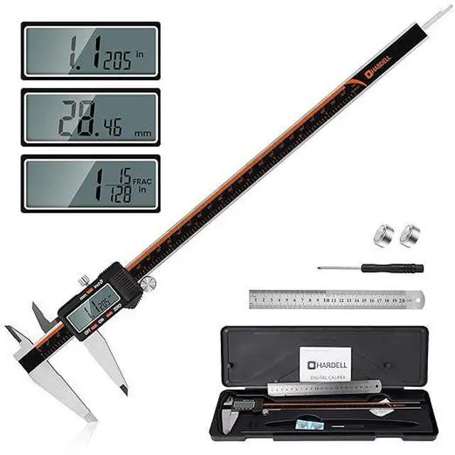 Main image of Digital Caliper 12 Inch, Micrometer Calipers with Large LCD Screen | Stainless Caliper Measuring Tool, Inch/mm/Fraction, Auto-Off and Sturdy Case. For Automotive, Woodwork, Large Projects