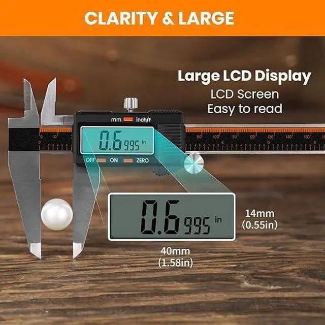 Alt view image 7 of 7 - Digital Caliper 12 Inch, Micrometer Calipers with Large LCD Screen | Stainless Caliper Measuring Tool, Inch/mm/Fraction, Auto-Off and Sturdy Case. For Automotive, Woodwork, Large Projects