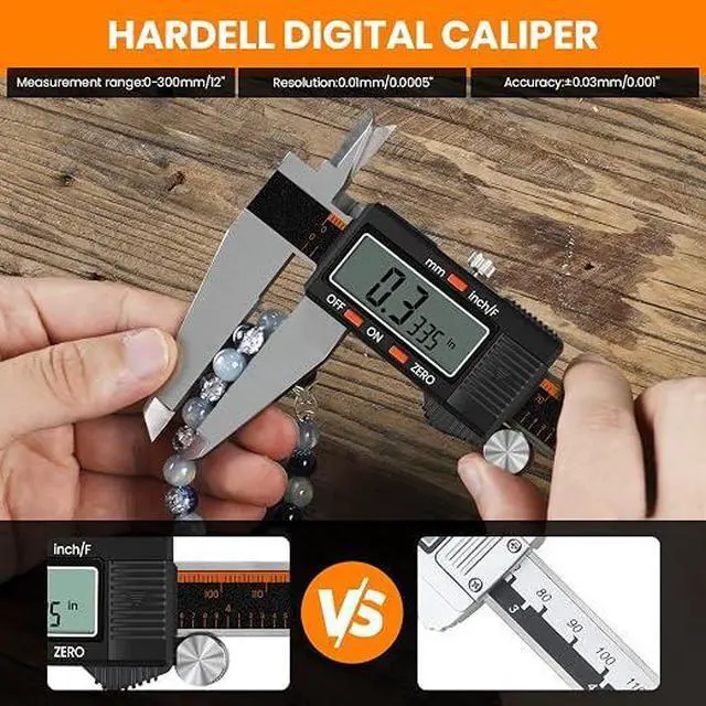 Alt view image 3 of 7 - Digital Caliper 12 Inch, Micrometer Calipers with Large LCD Screen | Stainless Caliper Measuring Tool, Inch/mm/Fraction, Auto-Off and Sturdy Case. For Automotive, Woodwork, Large Projects