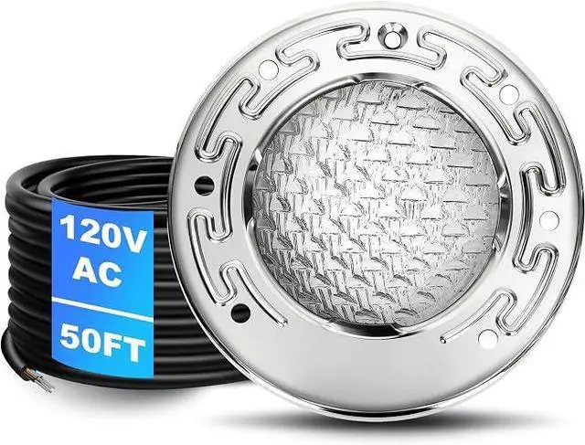 Main image of 6 Inch Spa Light for Inground Pool LED, AC120V 6000K Cool White | Underwater Pool Spa Lights Compatible with Pentair and Hayward 6'' Wet Niches, 316 Stainless Steel,IP68 Waterproof,50FT