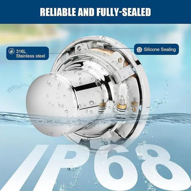 Alt view image 4 of 7 - 6 Inch Spa Light for Inground Pool LED, AC120V 6000K Cool White | Underwater Pool Spa Lights Compatible with Pentair and Hayward 6'' Wet Niches, 316 Stainless Steel,IP68 Waterproof,50FT