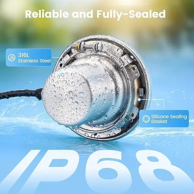 Alt view image 2 of 7 - 6 Inch Small LED Spa Light for Inground Pool, 120V, 100FT Cord | 10W LED, Cool White 6000K, Underwater Pool Light Replacement, Fits Pentair and Hayward Wet Niches, IP68 Waterproof