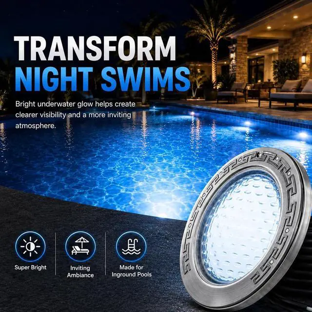 Alt view image 7 of 7 - 10 Inch LED Pool Light for Inground Pools, 120V 35W Ultra-Bright White Swimming Pool Lights Replacement, Compatible with Standard 10-Inch Wet Niche, IP68 Waterproof with 50-Foot Cord