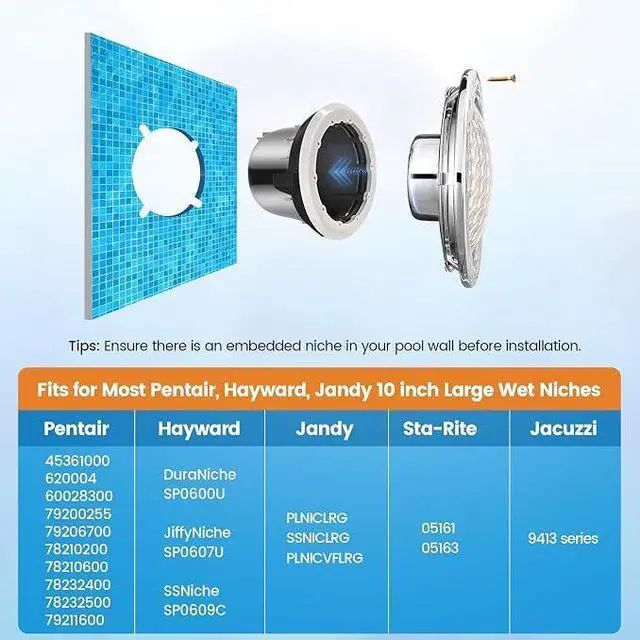 Alt view image 2 of 7 - 12V AC Pool Lights for Inground Pool, 10 Inch, 35W LED, 3000 LM | 6000K Cool White, Swimming Pool Light for Pentair Wet Niches, Underwater Pool Light Replacement, IP68 Waterproof, 50FT Cord