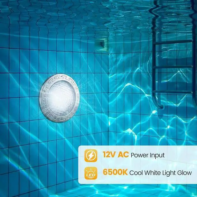 Alt view image 5 of 7 - 10 Inch Pool Lights for Inground Pool, 12V AC, 35W LED, 3000 LM | 6000K Cool White, Swimming Pool Light for Pentair Wet Niches, Underwater Pool Light Replacement, IP68 Waterproof, 100FT Cord