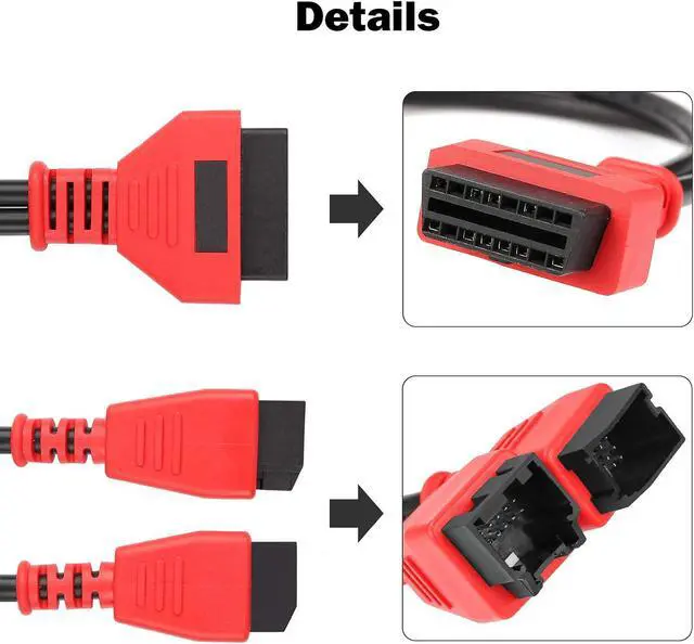 Alt view image 3 of 5 - 12+8 Pin Cable Adaptor for Chrysler,12 8 Pin Connector to OBD2 Adapter | Compatible with Chrysler SGW Equipped FCA Vehicles for Diagnostic, Fit for Scanners MK808 MK808S MX808 MS906 Pro MS908S
