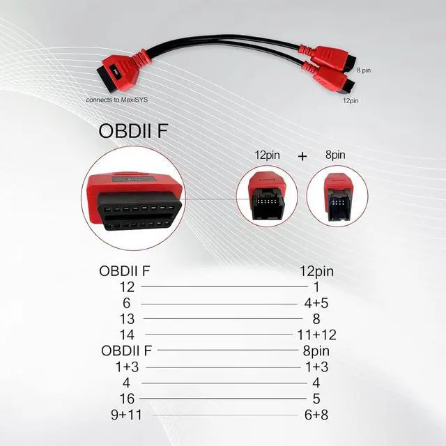 Alt view image 6 of 7 - 12+8 Programming Cable Compatible with Chrysler DS808 MS905 MS906 MS906BT MS906S MS908 MS908S MK808 MX808 MX900, Universal Security Bypass 12 8 Cable OBD II Bypass for FCA SGW Car