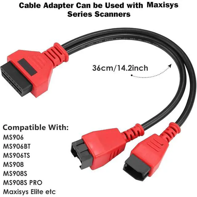 Alt view image 4 of 7 - 12+8 Programming Cable Compatible with Chrysler DS808 MS905 MS906 MS906BT MS906S MS908 MS908S MK808 MX808 MX900, Universal Security Bypass 12 8 Cable OBD II Bypass for FCA SGW Car
