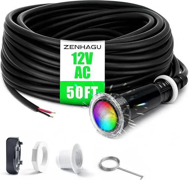 Main image of Pool Lights for Inground Pool, Direct Replacement for Pentair GloBrite MicroBrite, 1.5 Inch LED Color Inground Pool & Spa Light, IP68 Waterproof, AC12V, 50 ft Cord