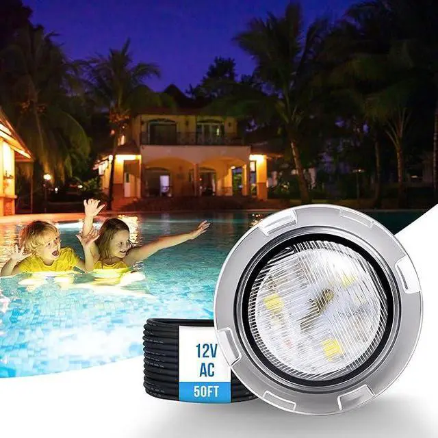 Alt view image 5 of 7 - Pool Lights for Inground Pool, Direct Replacement for Pentair GloBrite MicroBrite, 1.5 Inch LED Color Inground Pool & Spa Light, IP68 Waterproof, AC12V, 50 ft Cord
