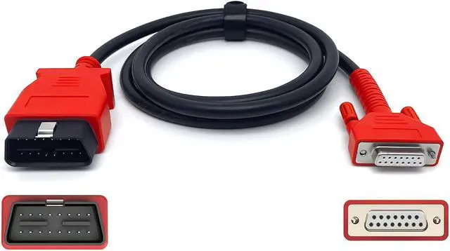 Alt view image 3 of 7 - Main Cable Fit for Autel MK808S MK808Z MX808S MK808 MX808 MP808S MP808 DS708 DS808 MS906 Diagnostic Scanner, 16-PIN to DB15 2-Row Replacement OBD2 Test Connector Adapter - 60inches/150cm