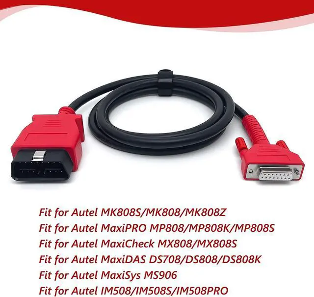 Alt view image 2 of 7 - Main Cable Fit for Autel MK808S MK808Z MX808S MK808 MX808 MP808S MP808 DS708 DS808 MS906 Diagnostic Scanner, 16-PIN to DB15 2-Row Replacement OBD2 Test Connector Adapter - 60inches/150cm