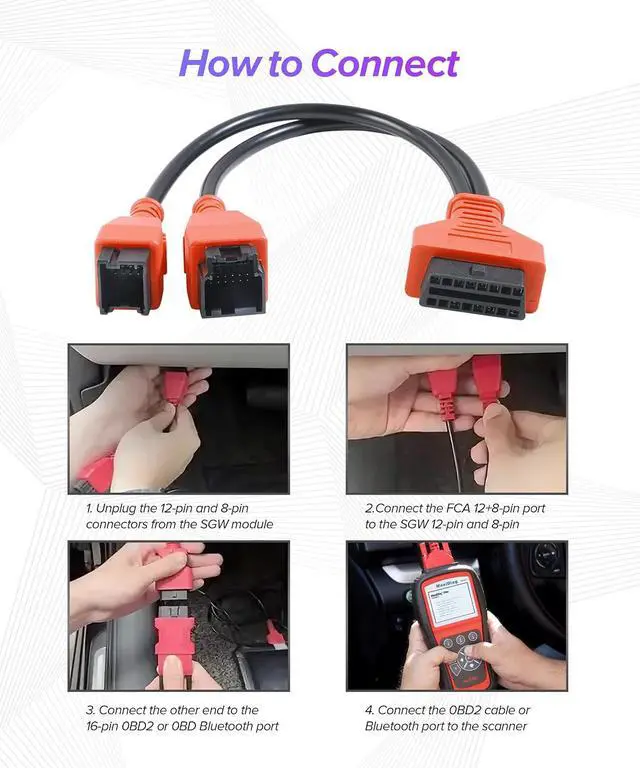 Alt view image 6 of 7 - Car Diagnostic Tool,Secutiry Gateway Bypass Cable,Obd2 Adapter,Obd2 Bluetooth Adapter,OBF Port Splitter,Compatible with MK808S MK808 MX808S MX808 MK808BT MK808BT PRO MP808S MP808 DS808
