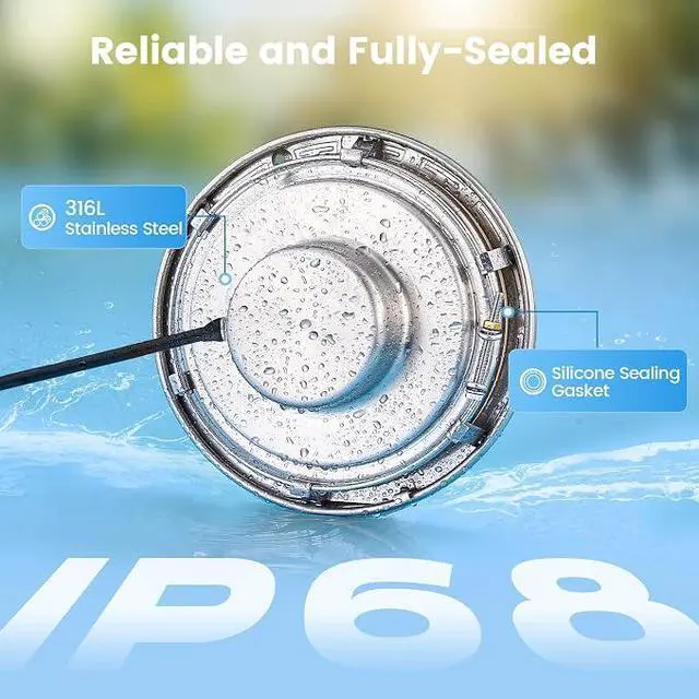 Alt view image 7 of 7 - 120V LED Pool Lights for Inground Pool, 10 Inch, 5000 Lumen | 50W LED (500W Equivalent), 5000 Lumen Ultra Bright Upgrade, Cool White Inground Pool Light, Fits 10" Wet Niches, 100FT Cord