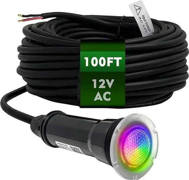Main image of Direct Replacement for Pentair GloBrite Pool Light, 1.5 Inch LED Color Pool Light for Inground Pool, AC12V Underwater Swimming Pool Light Fixture with 100ft Cord IP68 Waterproof