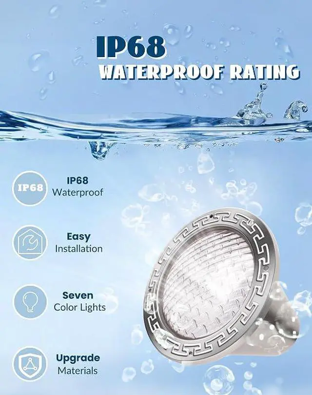 Alt view image 5 of 7 - 10 Inch Pool Lights for Inground Pool, IP68 Waterproof LED Pool Light 50W 120V with 50FT Cord, 16 Color Modes, Easy Installation Pool Light Replacement for Backyard, Patio, Spa, Homeowners