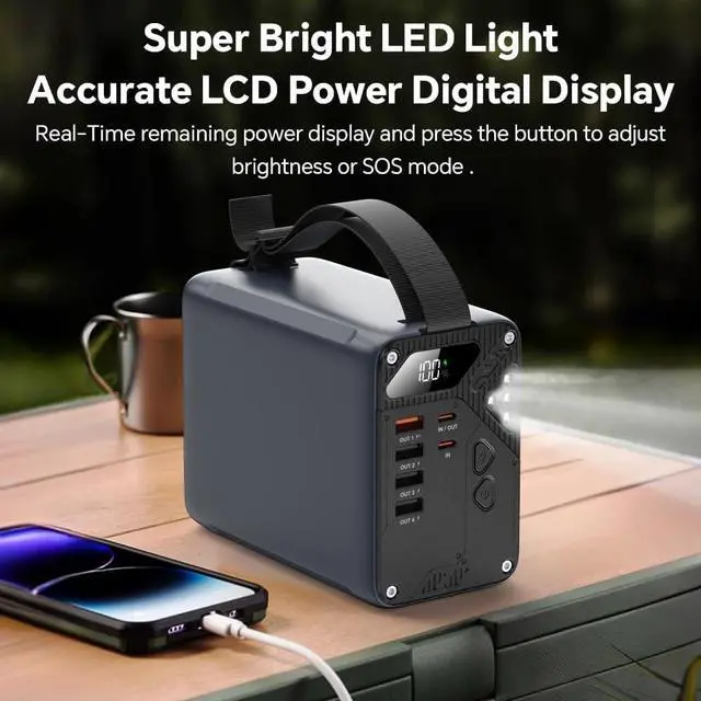 Alt view image 3 of 7 - 80000mAh High Capacity PD 30W Power Bank Fast Charging 22.5W Portable USB C Battery Packs with 5 Outputs & LCD Display Battery Bank for iPhone, Samsung, iPad ,Macbook & Outdoors Camping