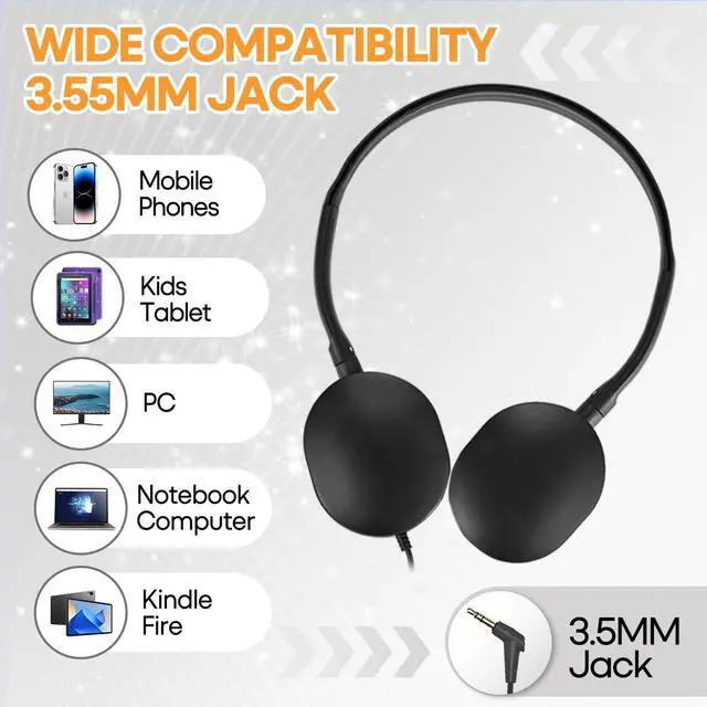 Alt view image 6 of 7 - Classroom Headphones Bulk 100 Pack for School Kids K-12,Wholesale Durable Earphones Class Set for Students Children Teens Adults, Airplane and Hospiital