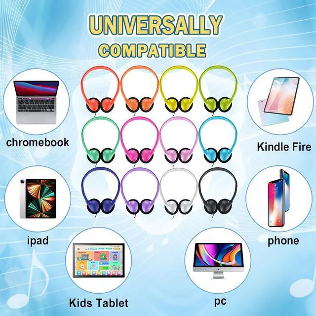 Alt view image 5 of 7 - Classroom Headphones Bulk 30 Pack for School Kids,Wholesale Durable Earphones Class Set of Headphones for Students Children Toddler Teens and Adult Multi Color