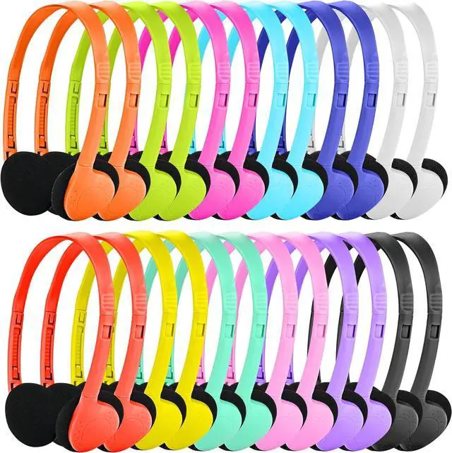 Main image of Bulk Headphones 100 Pack Multi Colored for Classroom, Wholesale Headphones Earphones for Kids,Students, Schools, Libraries, Museums, Testing Centers, Hotels (12 Mixed Color)