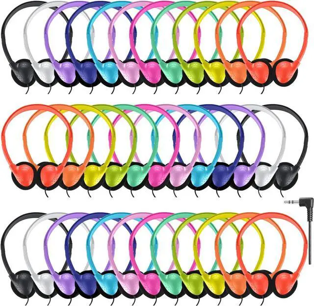 Main image of Classroom Headphones Bulk 30 Pack for School Kids,Wholesale Durable Earphones Class Set of Headphones for Students Children Toddler Teens and Adult Multi Color