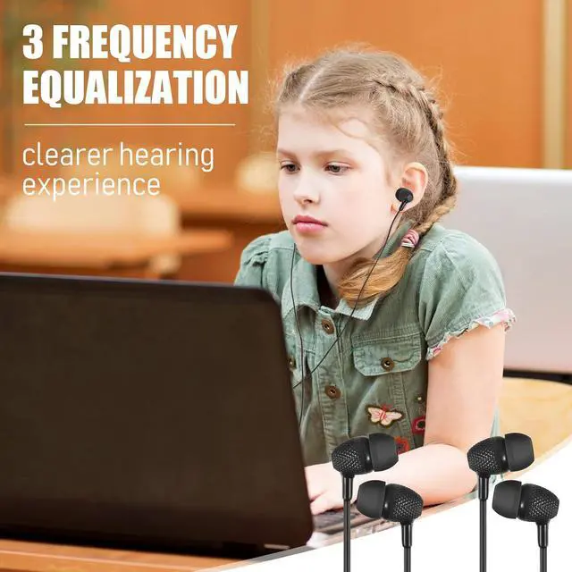 Alt view image 7 of 7 - 200 Pack Earbuds Bulk Earphones 3.5 mm Classroom Headphones for Adult Assorted Colors Earbud Wired Earphone Without Mic for Adult Office Home Individually Bagged(Black)