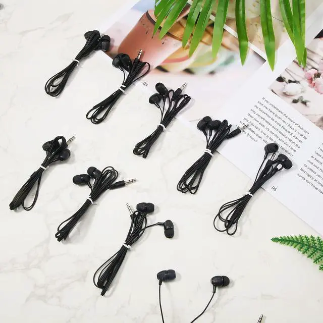Alt view image 5 of 7 - 200 Pack Earbuds Bulk Earphones 3.5 mm Classroom Headphones for Adult Assorted Colors Earbud Wired Earphone Without Mic for Adult Office Home Individually Bagged(Black)