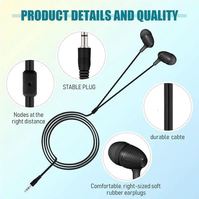 Alt view image 6 of 7 - 200 Pack Earbuds Bulk Earphones 3.5 mm Classroom Headphones for Adult Assorted Colors Earbud Wired Earphone Without Mic for Adult Office Home Individually Bagged(Black)