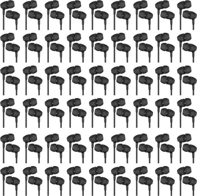 Main image of 200 Pack Earbuds Bulk Earphones 3.5 mm Classroom Headphones for Adult Assorted Colors Earbud Wired Earphone Without Mic for Adult Office Home Individually Bagged(Black)