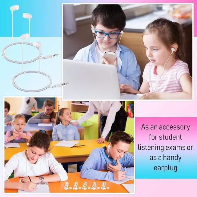 Alt view image 7 of 7 - 200 Pack Earbuds Bulk Earphones 3.5 mm Classroom Headphones for Adult Assorted Colors Earbud Wired Earphone Without Mic for Adult Office Home Individually Bagged(White)