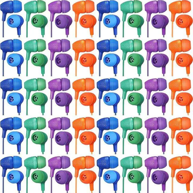 Main image of 200 Pack Earbuds Bulk Earphones 3.5 mm Classroom Headphones for Adult Assorted Colors Earbud Wired Earphone Without Mic for Adult Office Home Individually Bagged(Mixed Colors)